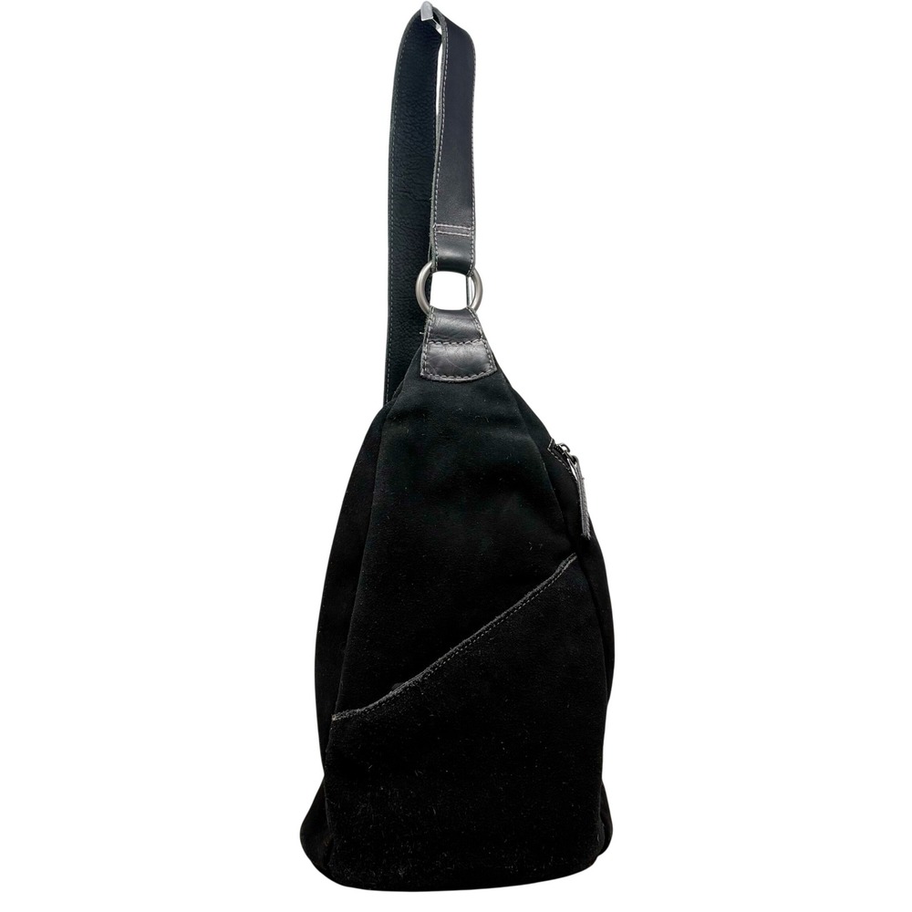 Ellington Black Suede Leather Sling Backpack Adjustable Strap Minimalist Bag